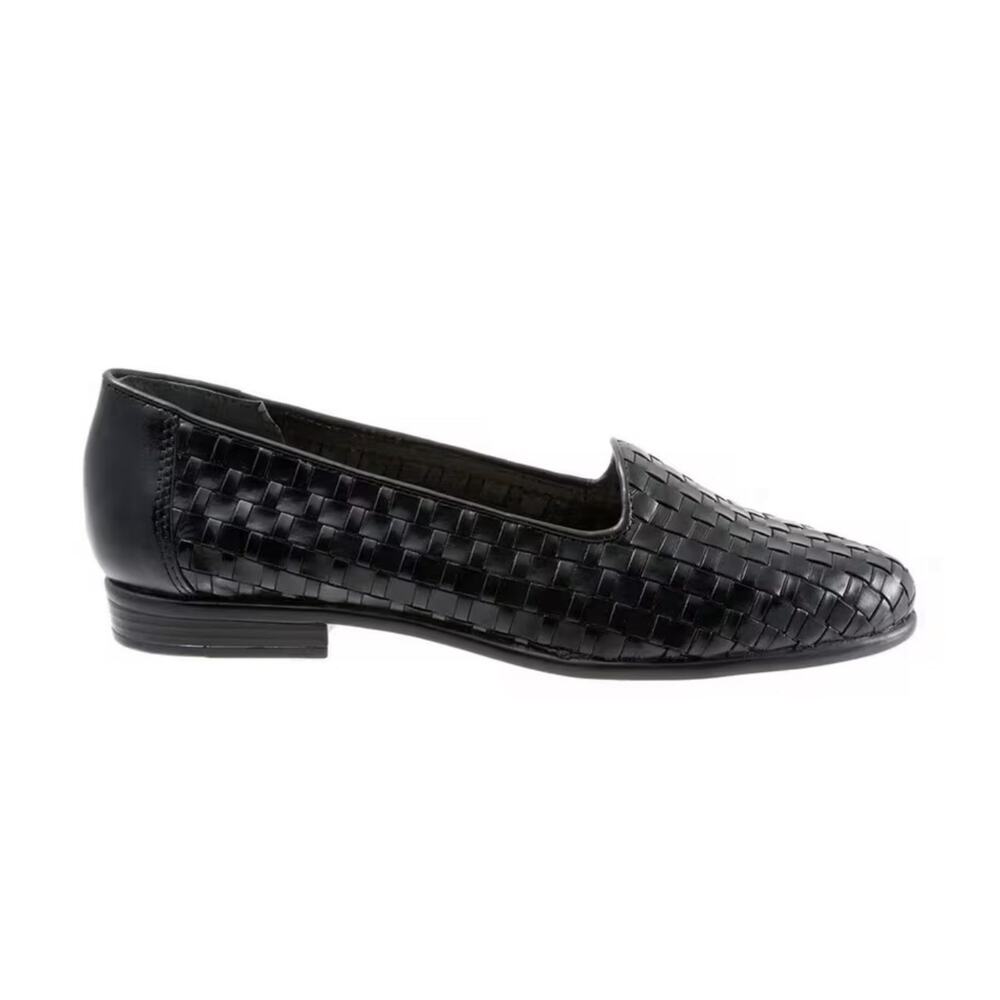 NEW TROTTERS Liz Loafers Black Woven Leather Slip-On Flats Womens 11 Wide - Picture 6 of 8